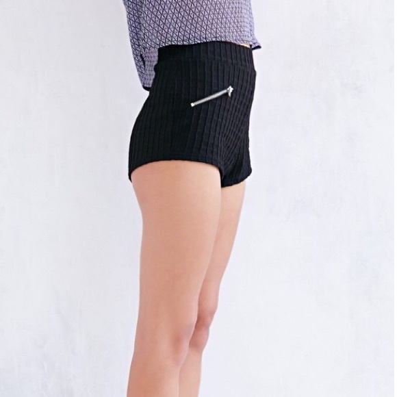 UO Sparkle + Fade Black High Waist Booty Shorts - Picture 2 of 8